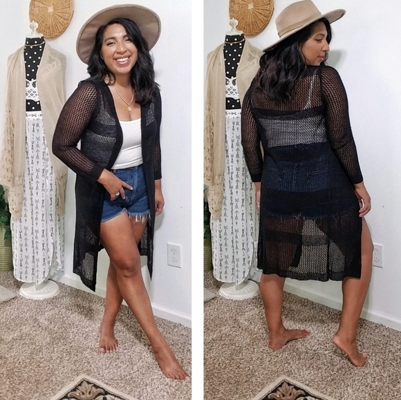 GOOD VIBES BLACK STRIPE CARDIGAN - Picture 1 of 15